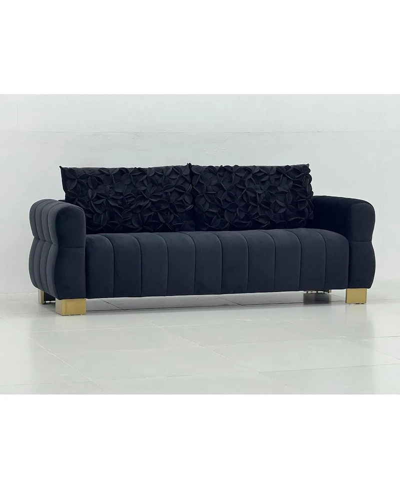 Streamdale Furniture Luxurious Velvet Sofa with Golden Metal Legs