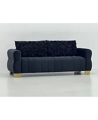 Streamdale Furniture Luxurious Velvet Sofa with Golden Metal Legs