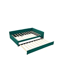 Streamdale Furniture Emerald Upholstered Daybed with Trundle, Modern Diamond Grid Design