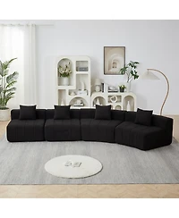 Streamdale Furniture Chenille Curved Sectional Sofa with 4 Pillows