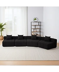 Streamdale Furniture Chenille Curved Sectional Sofa with 4 Pillows