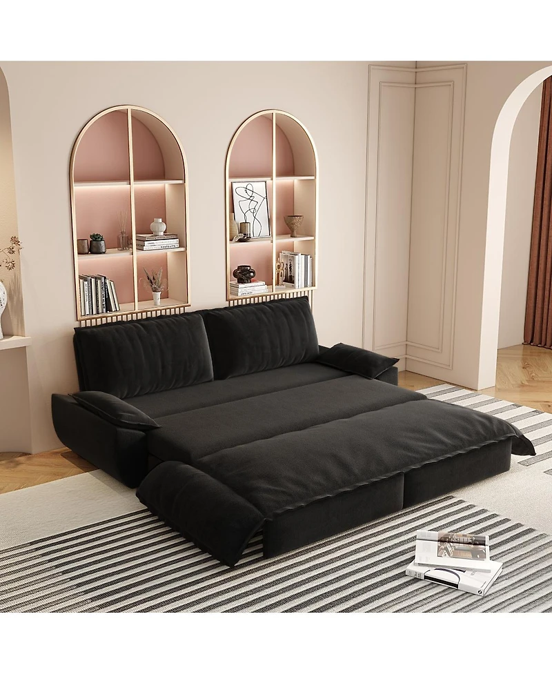 Streamdale Furniture Queen Pull Out Sofa Bed, 3-in-1 Convertible Sleeper, Velvet Loveseat