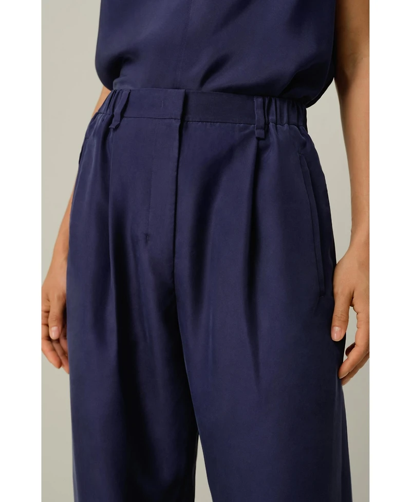 Lilysilk Women's Sand-Washed Silk Habotai Barrel Pant