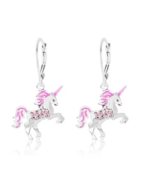 Chanteur Girls /Girl/Unicorn Crystal White Gold Palladium Plating Leverback Earring