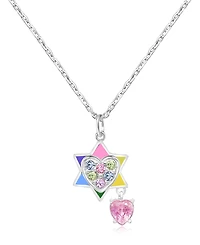 Chanteur/Girl/Star of David Crystal White Gold Palladium Plating Necklace