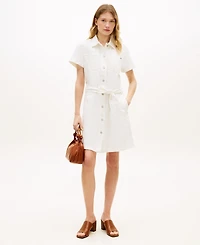 Tommy Hilfiger Women's Short-Sleeve Belted Shirt Dress
