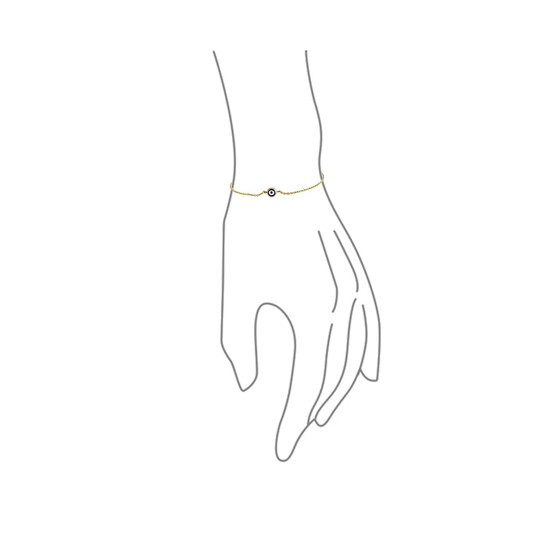 Bling Jewelry Simple Minimalist 14K Yellow Gold Amulet Tiny Blue Evil Eye Charm Bracelet 6.5-7.25 Inch Adjustable