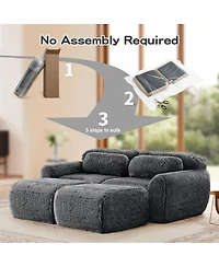 Streamdale Furniture Soft Plush Boneless Sofa, No Assembly, Anti-Slip, Ottoman, Pillows