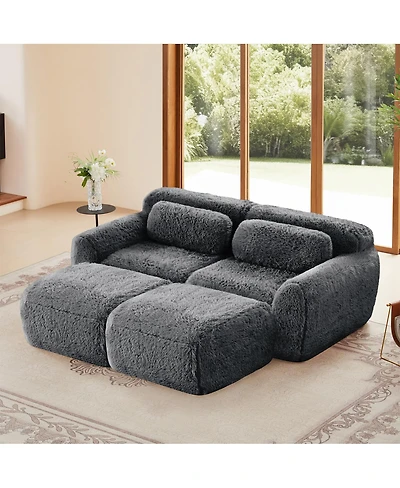 Streamdale Furniture Soft Plush Boneless Sofa, No Assembly, Anti-Slip, Ottoman, Pillows