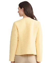 Jones New York Petite Quilted Flower Crewneck Jacket