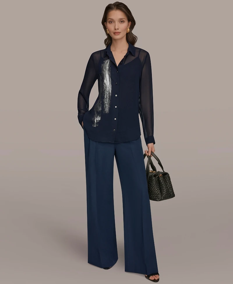 Donna Karan New York Women's Brush Stroke Button-Down Camisole Top