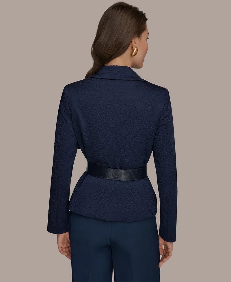 Donna Karan New York Women's Novelty Wide Lapel Belted Blazer