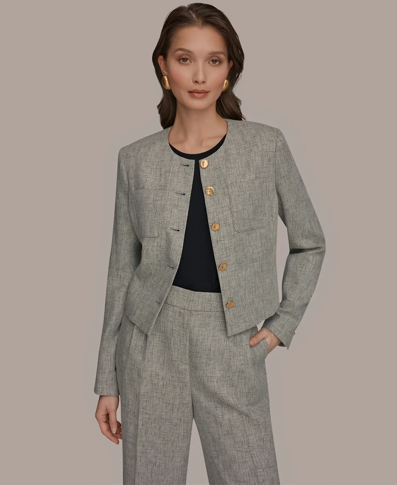Donna Karan New York Women's Button-Front Cropped Jacket