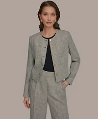 Donna Karan New York Women's Button-Front Cropped Jacket