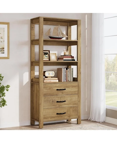 Tribesigns 70.9" Tall Bookshelf with 3 Large Drawers, Wooden Bookcase with 3-Tier Open Shelf, Modern Freestanding Display Shelf Organizer