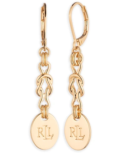 Lauren Ralph Logo Knot Gold-Tone Linear Earrings