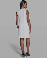 Karl Lagerfeld Paris Women's A-Line Embellished Mock Neck Dress