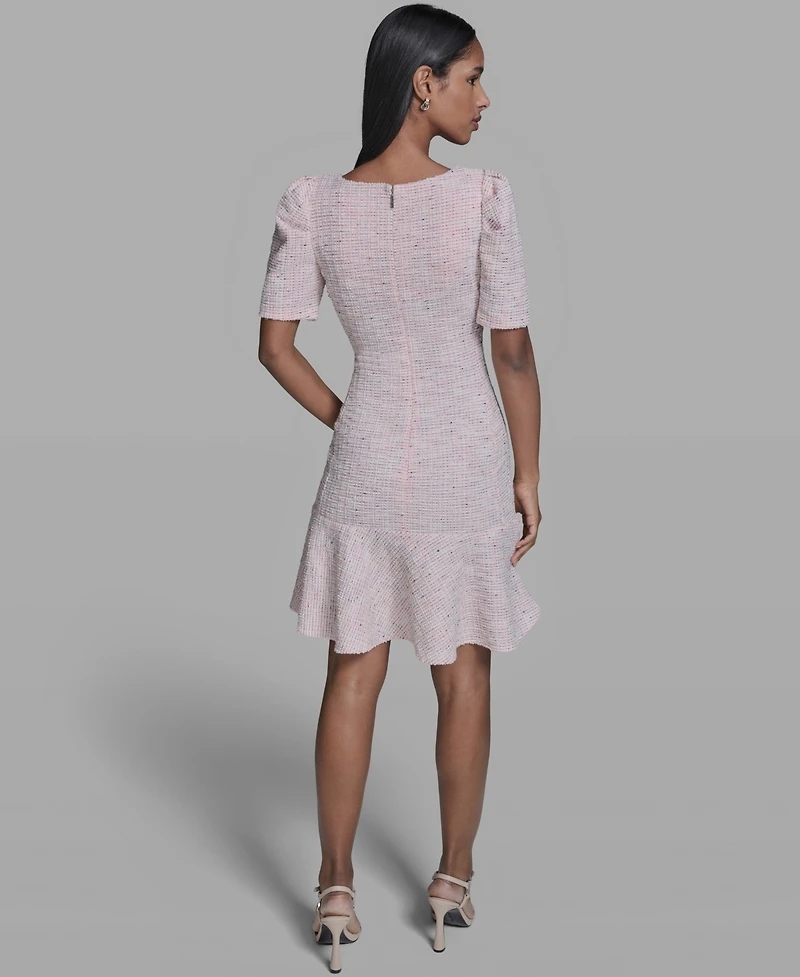 Karl Lagerfeld Paris Women's Flounce Hem Square Neck Dress