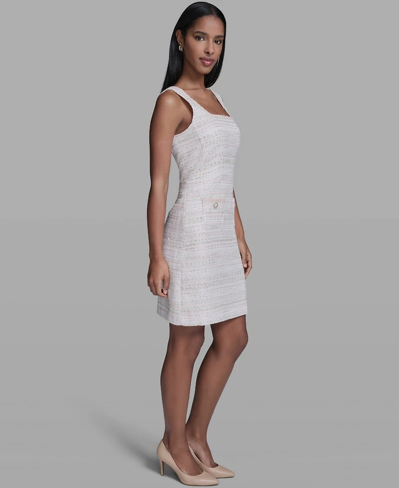 Karl Lagerfeld Paris Women's Metallic A-Line Square Neck Dress