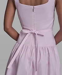 Karl Lagerfeld Paris Women's Drop Waist Border Hem Midi Dress