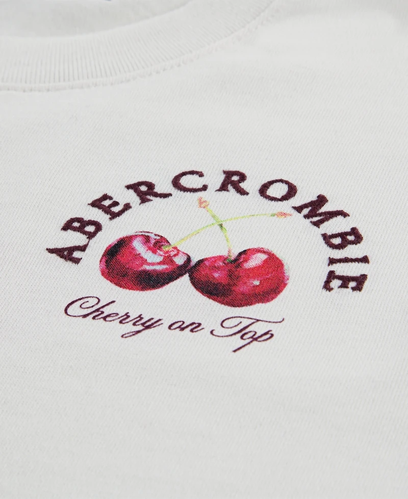 abercrombie kids Girls' Cherry Boxy Crewneck T-Shirt