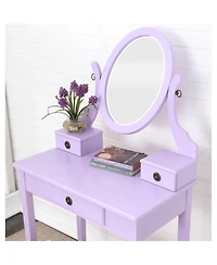 Streamdale Furniture Streamdale Moniys Wood Moniya Makeup Vanity Table and Stool Set, Purple
