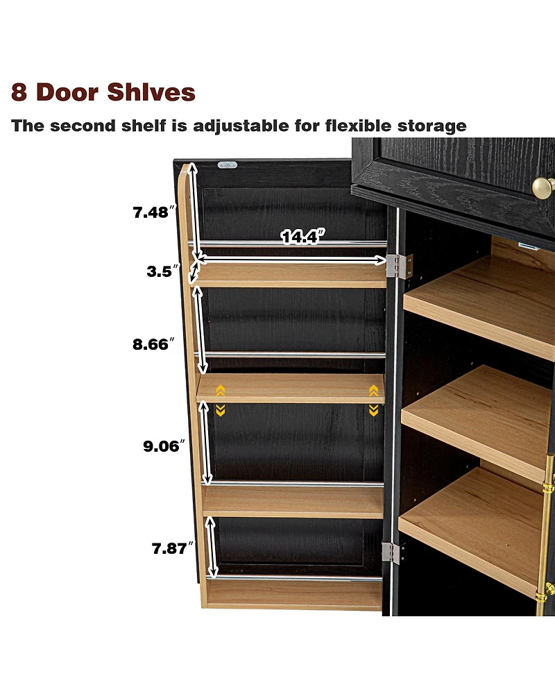 Streamdale Furniture Farmhouse Kitchen Pantry Cabinet with 8