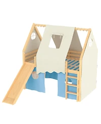 Streamdale Furniture Full Size House Loft Bed with Sills, Tents, Lights, Slide