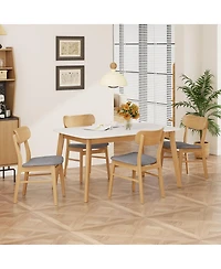Streamdale Furniture 5-Piece Dining Table Set with Solid Wood Frame and 4 Upholstered Chairs