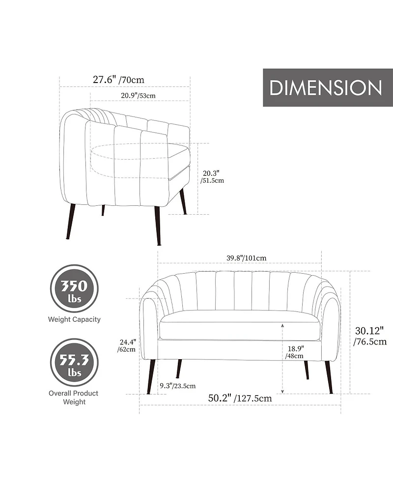 Streamdale Green Chenille Mini Loveseat Accent Couch with Metal Legs