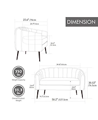 Streamdale Green Chenille Mini Loveseat Accent Couch with Metal Legs
