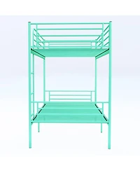 Streamdale Furniture Metal Twin Over Twin Bunk Bed with Ladder, Guardrail, Storage, Noise-Free