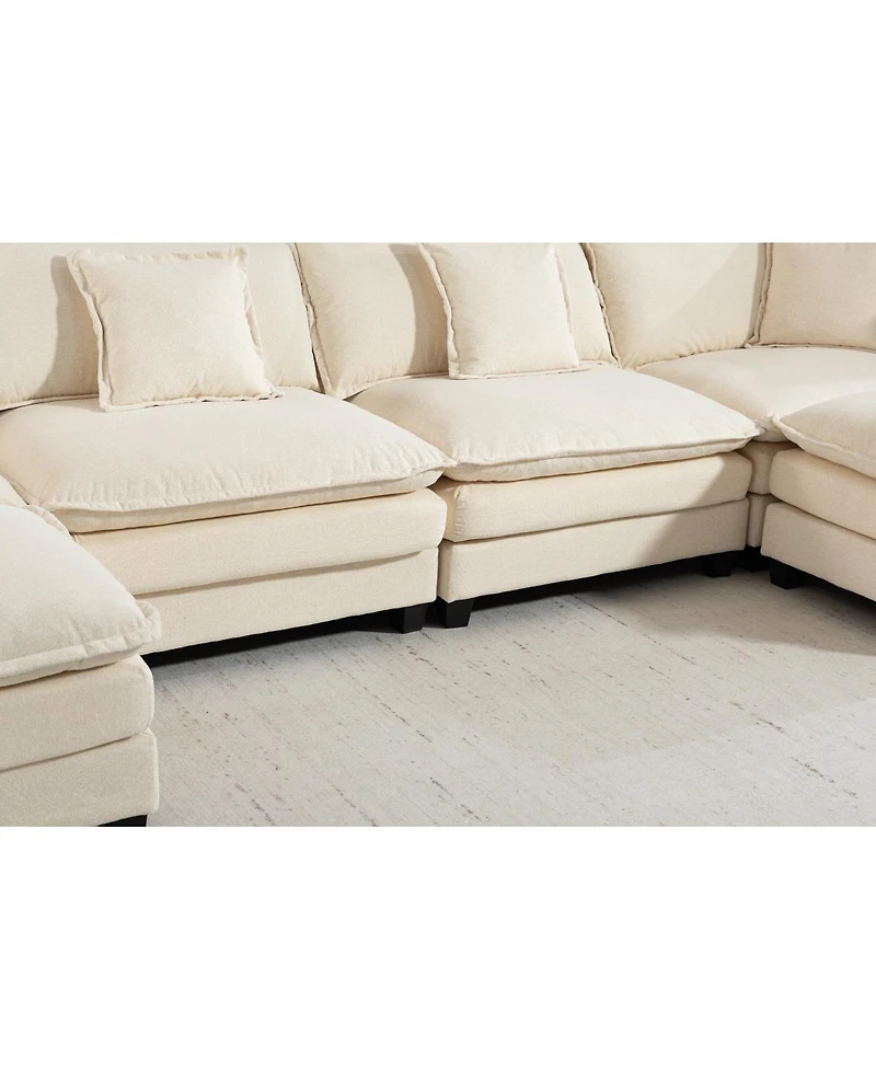 Streamdale Furniture Modern 4-Seat Sectional Sofa with 2 Ottomans & Pillows, 149.61