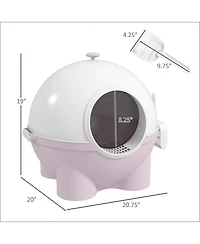 Aostirmotor Hooded Cat Litter Box in Pink and White