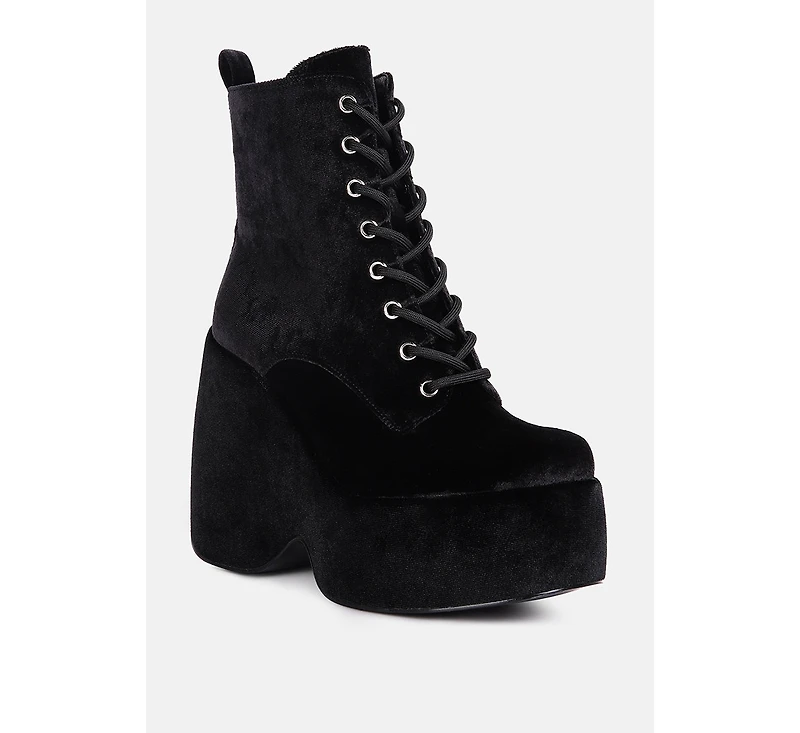 Ashcan Womens High Platform Velvet Ankle Boots