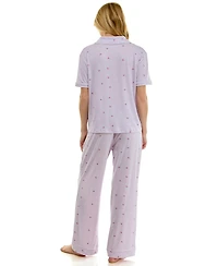 Roudelain Women's Short-Sleeve Shirt and Pants, 2-Piece Pajama Set