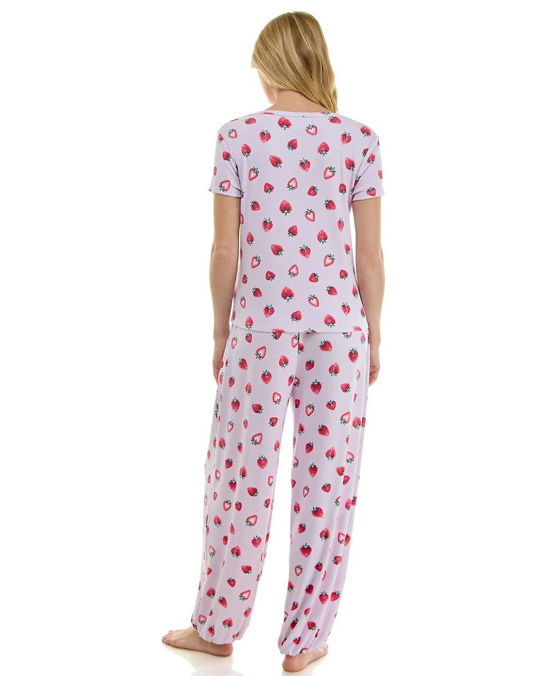 Roudelain Women's Short-Sleeve T-Shirt & Balloon Pants, 2-Piece Pajama Set