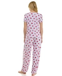 Roudelain Women's Short-Sleeve T-Shirt & Balloon Pants, 2-Piece Pajama Set