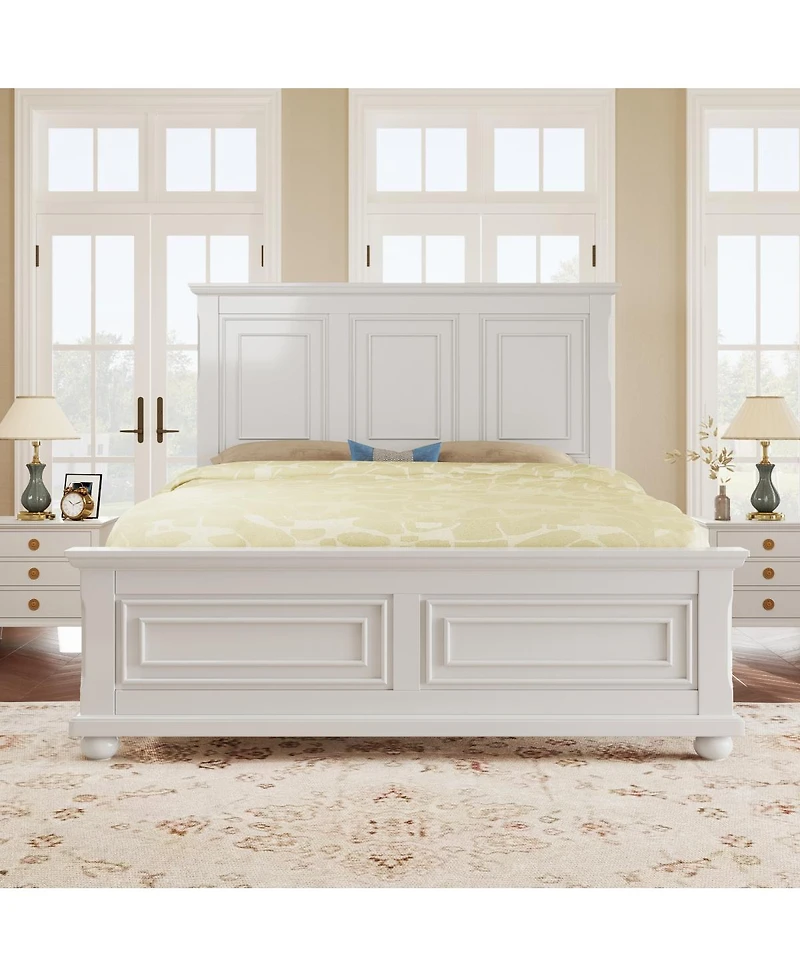 Streamdale Furniture Vintage Pinewood Queen Bed Frame, White