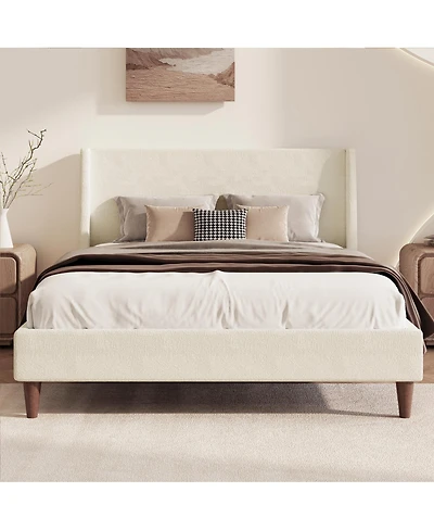 Streamdale Furniture Modern Ivory Boucle Upholstered Platform Bed