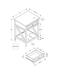 Streamdale Furniture Antique White Key West End Table, Washed 19" x 15.75" x 25