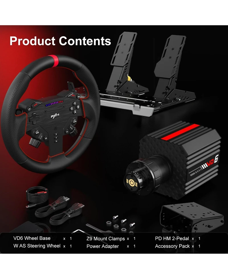 Pxn VD6 Direct Drive Racing Wheel Bundle.