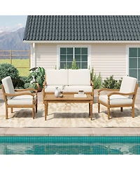 Mondawe Acacia Classic Outdoor Coffee Table for Conversation Set, Natural Finish