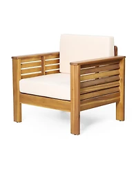Streamdale Furniture Set Of 2 Acacia Wood Club Chairs With Cushions