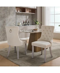 Streamdale Nikki Collection Modern Velvet Dining Chair, Milky White (2-Pcs)