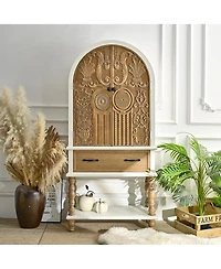 Streamdale Furniture 31.50" Arched Flower Carved Door Accent Sideboard Cabinet with Drawer & Shelf