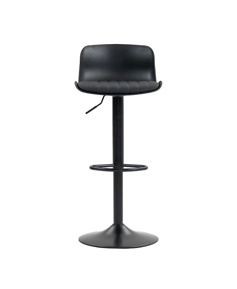 Streamdale Bar Stools Set of 2 - Modern Pu Leather Counter Height Swivel Chairs - Black