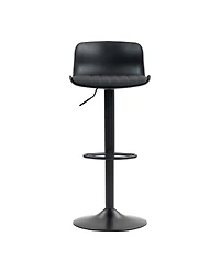 Streamdale Bar Stools Set of 2 - Modern Pu Leather Counter Height Swivel Chairs - Black