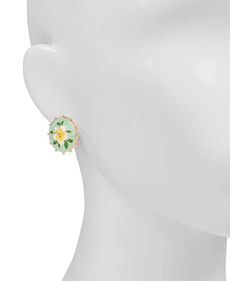 Patricia Nash Gold-Tone Cloisonne Collection Button Post Earrings