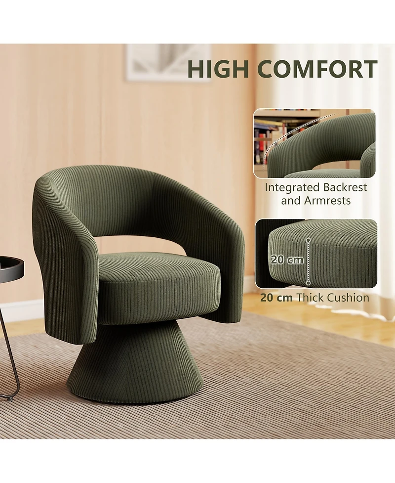 Homcom Swivel Accent Chair, Modern Barrel Chair with Thick Padding,